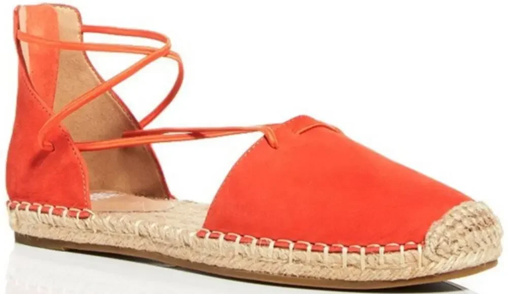 Eileen Fisher Lace Espadrilles Leather Sandals Closed Toe Tangelo Orange 6